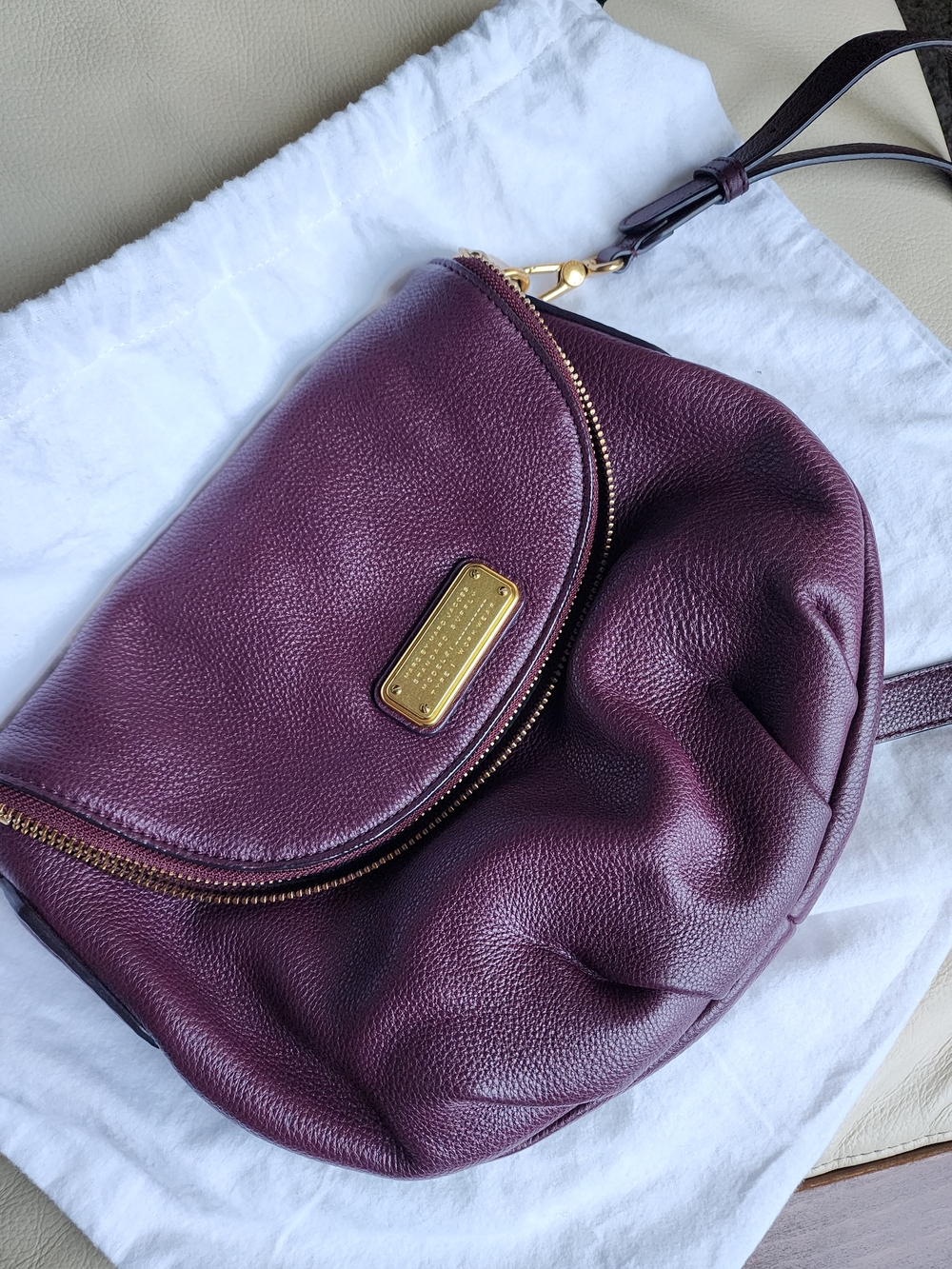 Marc by Marc Jacobs Plum Pebbled Leather Crossbody with Gold Hardware